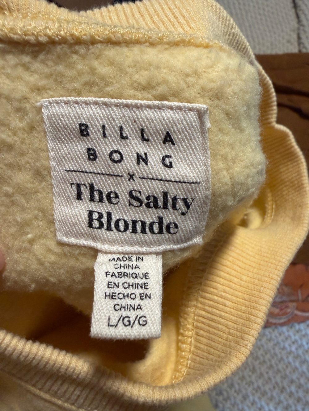 Women's Pale Yellow Billabong Crewneck Sweater - Picture 5 of 7
